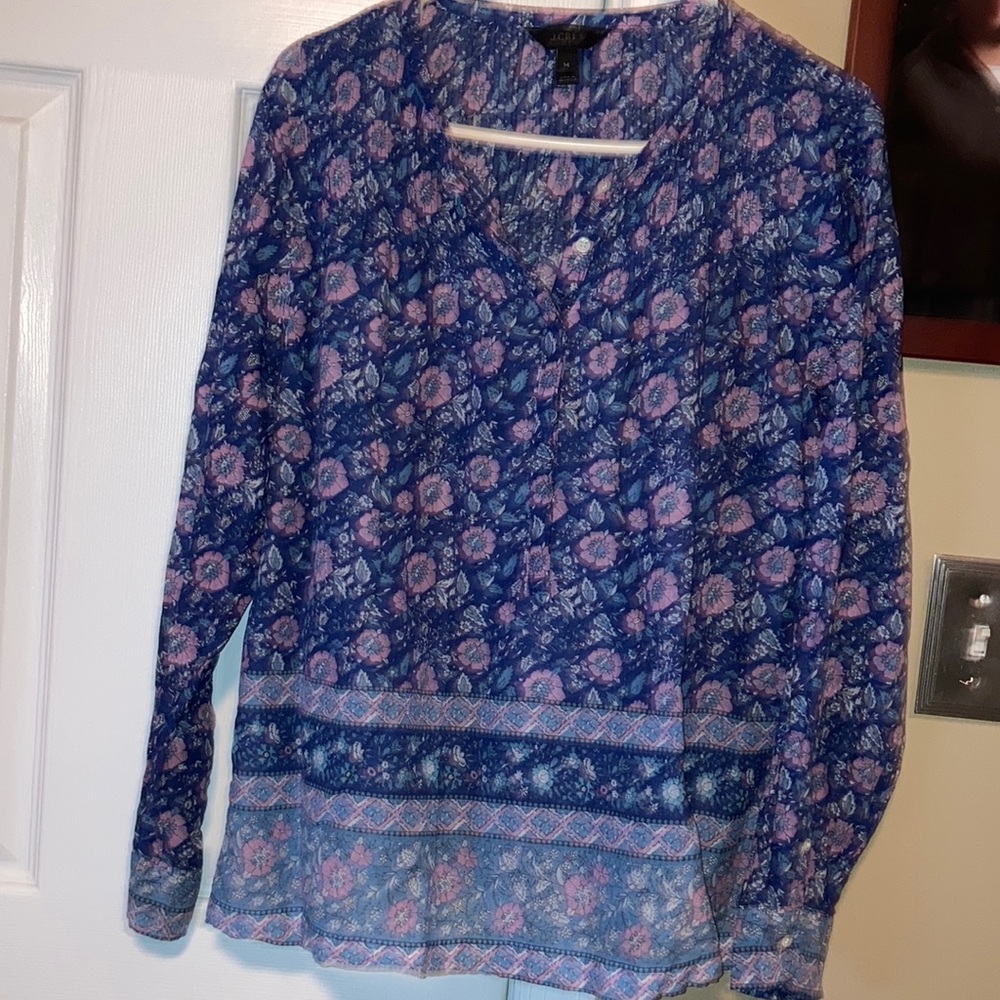 J. Crew Blue Floral Blouse
